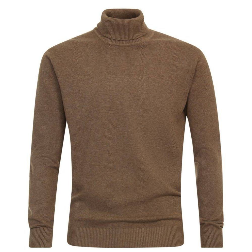 REDMOND MEN BROWN HIGH COLLAR PULLOVER